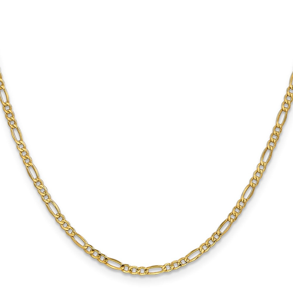 14K 24 inch 2.5mm Semi-Solid Figaro with Lobster Clasp Chain