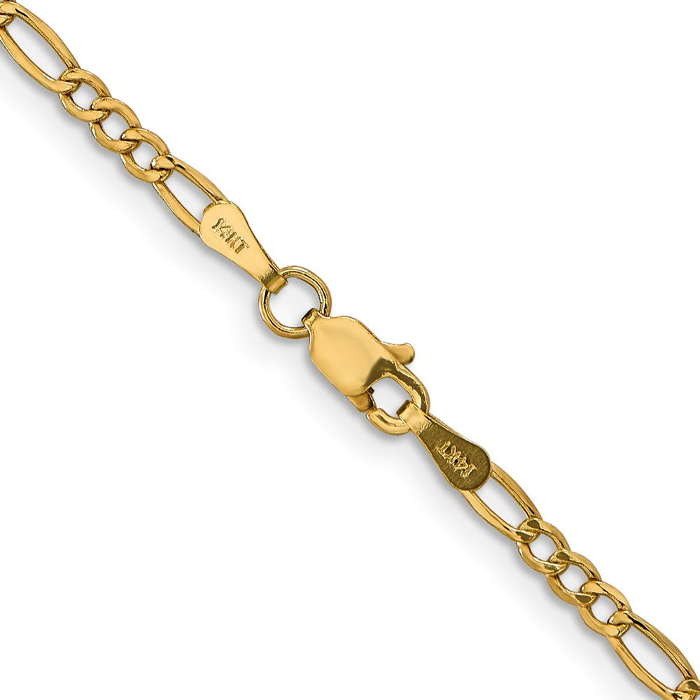 14K 18 inch 2.5mm Semi-Solid Figaro with Lobster Clasp Chain