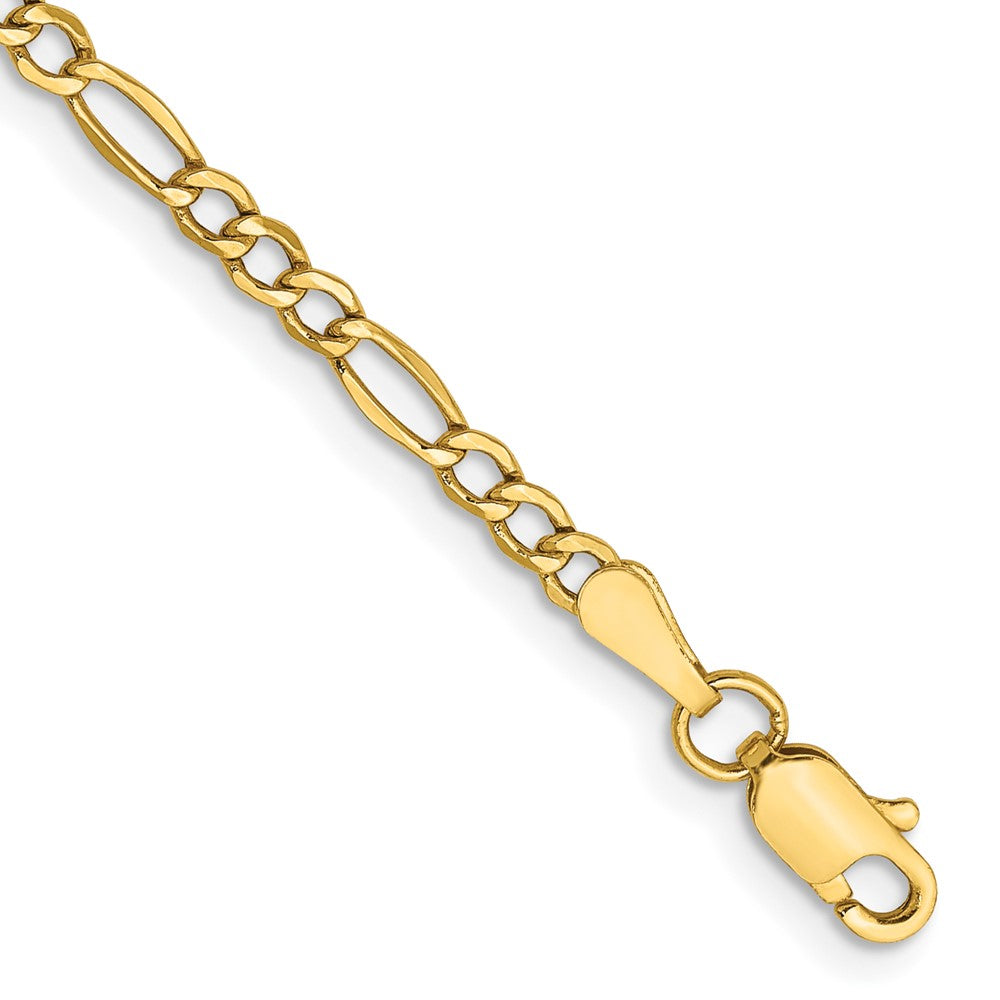 14K 7 inch 2.5mm Semi-Solid Figaro with Lobster Clasp Bracelet