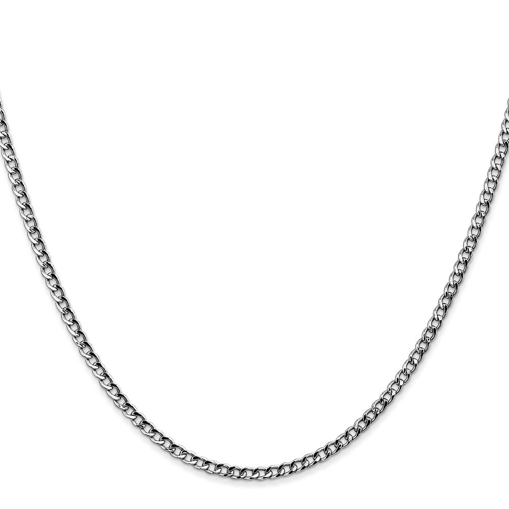 14K White Gold 24 inch 2.5mm Semi-Solid Curb with Lobster Clasp Chain