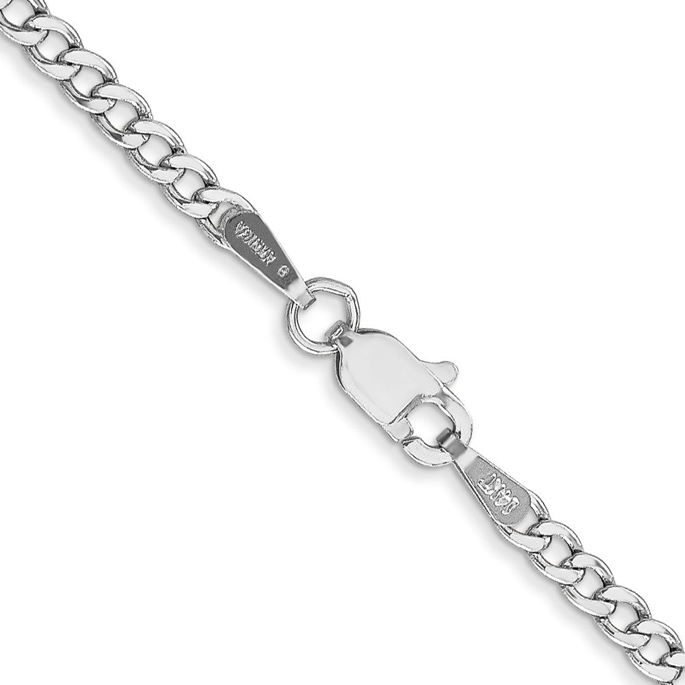 14K White Gold 24 inch 2.5mm Semi-Solid Curb with Lobster Clasp Chain