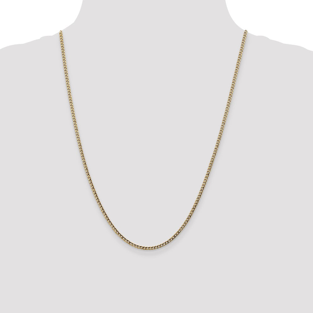 14K 24 inch 2.5mm Semi-Solid Curb with Lobster Clasp Chain