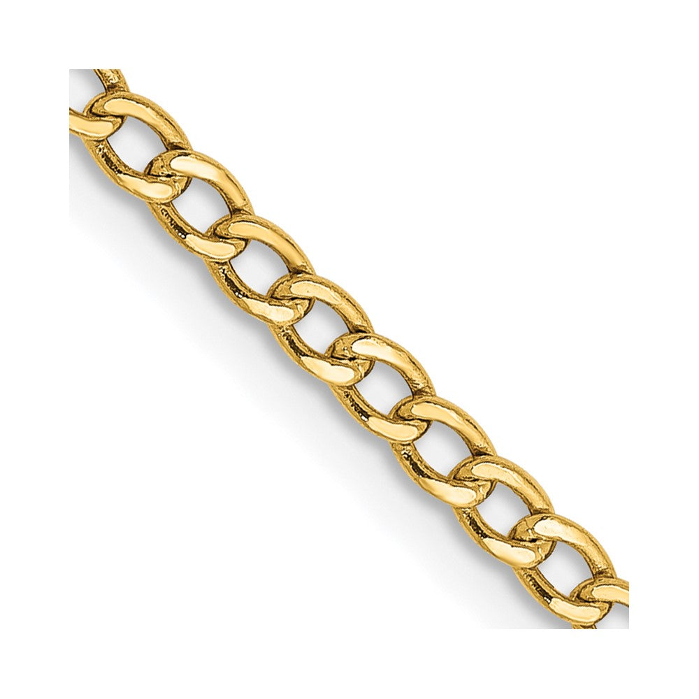 14K 24 inch 2.5mm Semi-Solid Curb with Lobster Clasp Chain