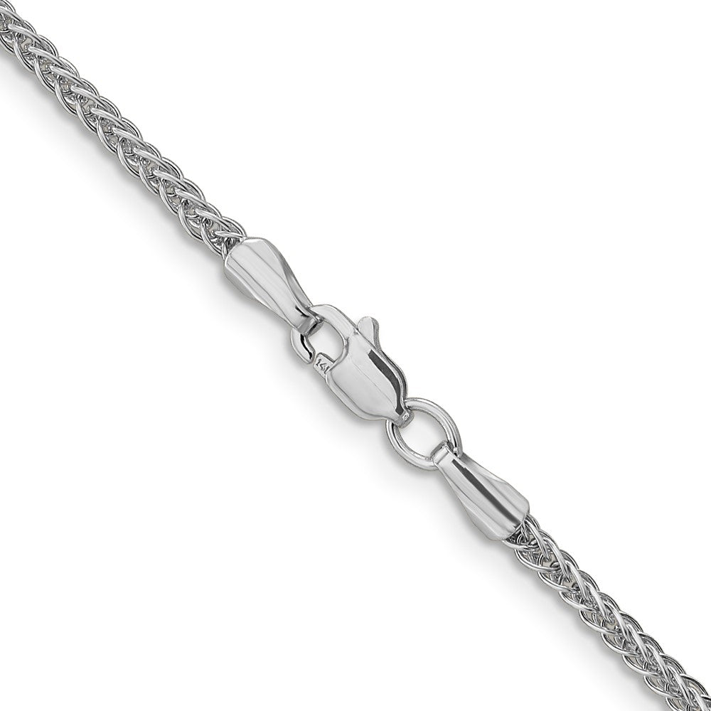 14K White Gold 16 inch 2mm Semi-Solid 3-Wire Wheat with Lobster Clasp Chain