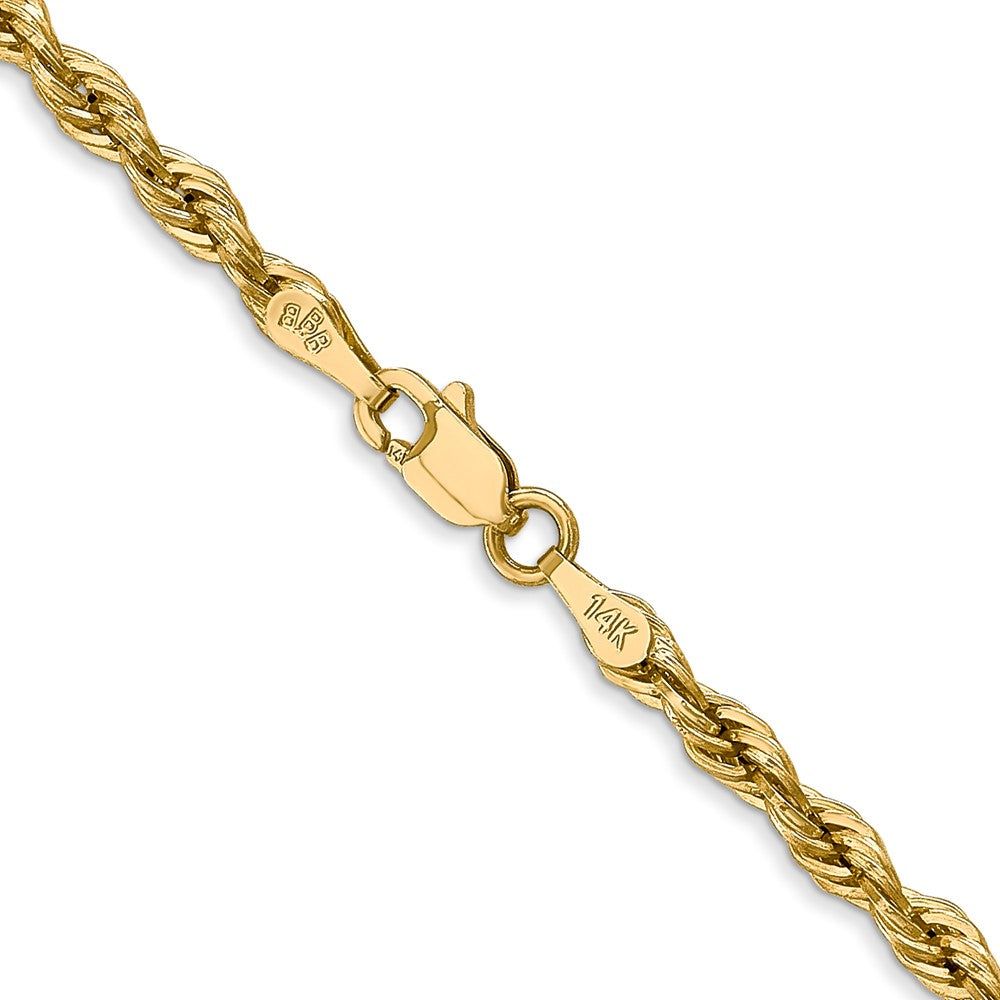 14K 16 inch 3mm Semi Solid Rope with Lobster Clasp Chain