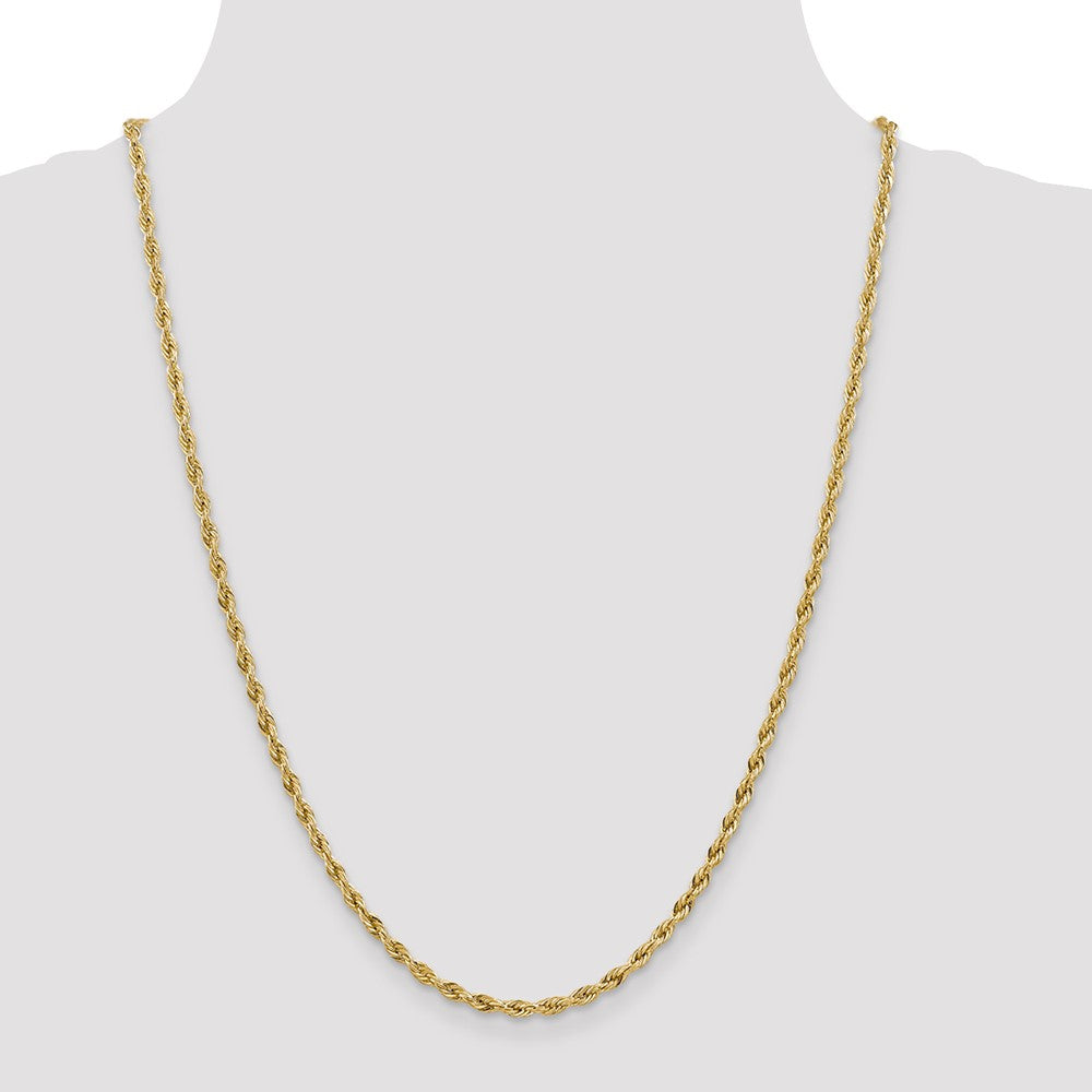 14K 24 inch 3mm Semi Solid Rope with Lobster Clasp Chain