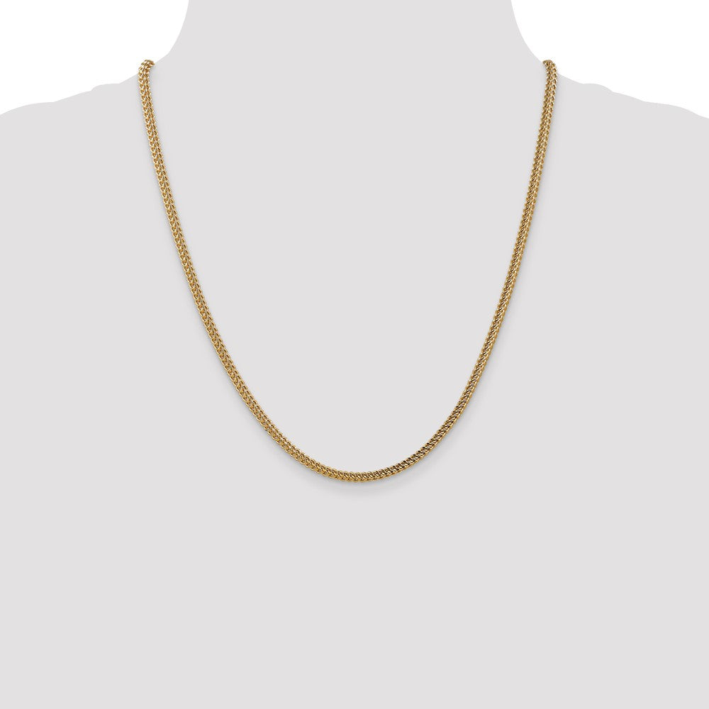 14K 22 inch 3mm Semi-Solid Franco with Fancy Lobster Clasp Chain