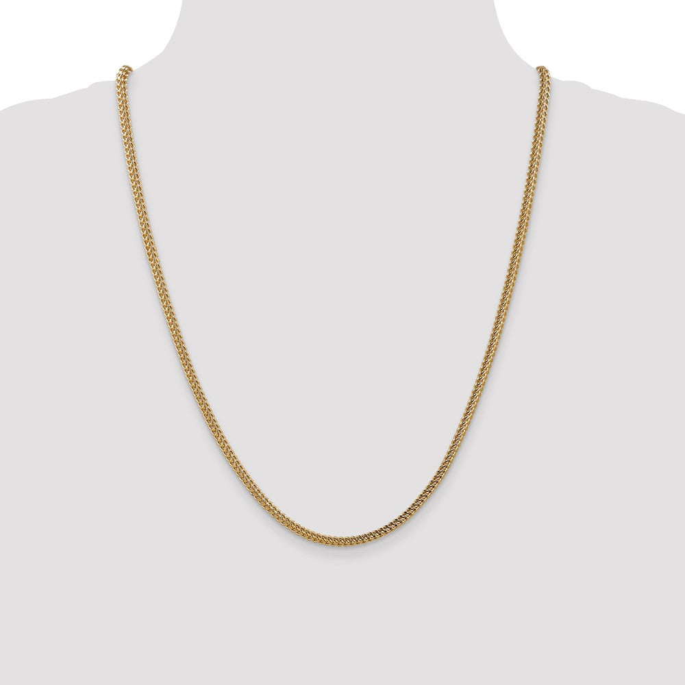 14K 24 inch 3mm Semi-Solid Franco with Fancy Lobster Clasp Chain