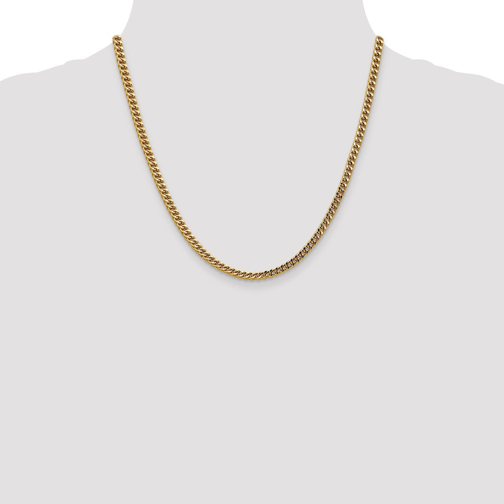 14K 20 inch 3.7mm Semi-Solid Franco with Fancy Lobster Clasp Chain