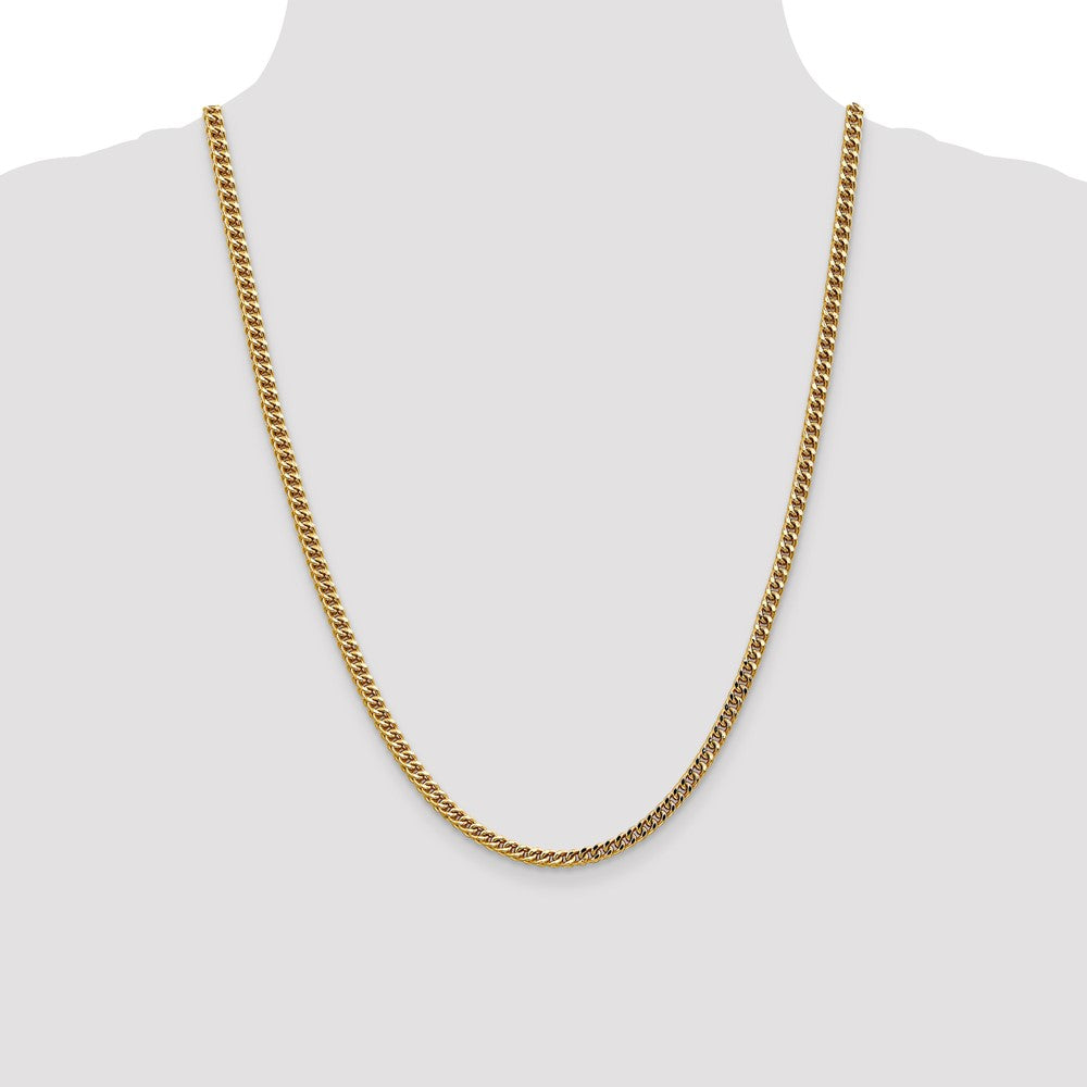 14K 24 inch 3.7mm Semi-Solid Franco with Fancy Lobster Clasp Chain