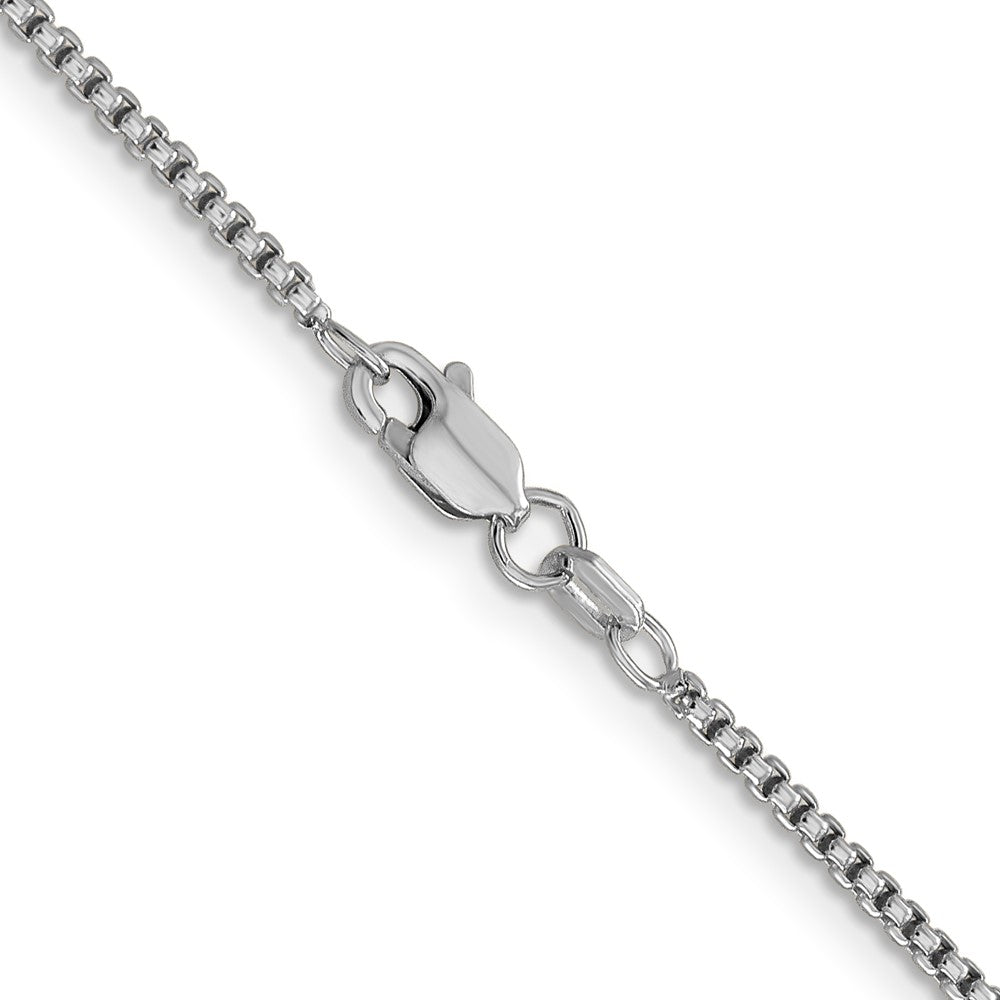 14K White Gold 18 inch 1.5mm Semi-Solid Round Box with Lobster Clasp Chain