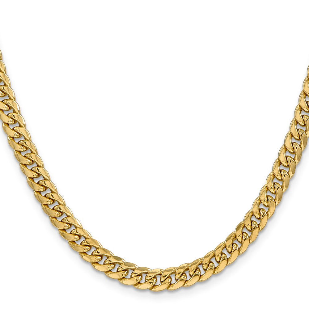 14K 26 inch 6mm Semi-Solid Miami Cuban with Lobster Clasp Chain