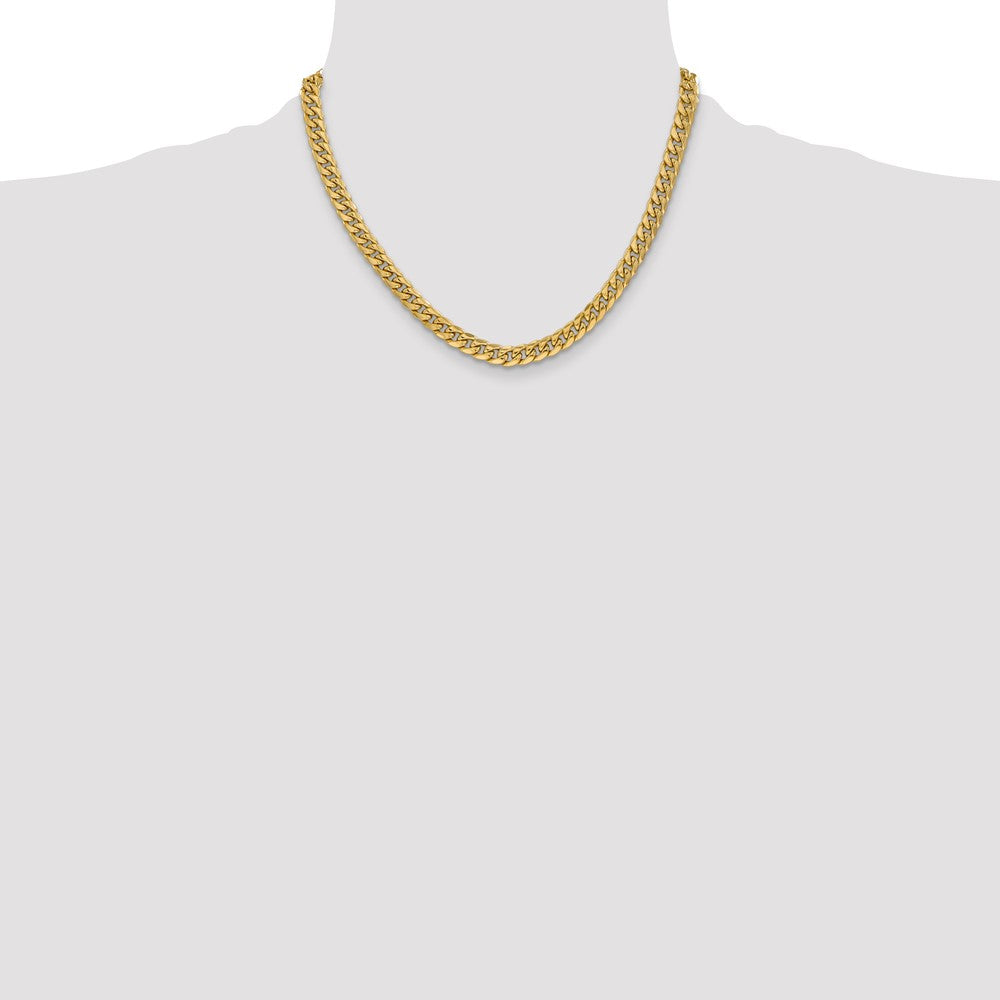 14K 18 inch 6mm Semi-Solid Miami Cuban with Lobster Clasp Chain