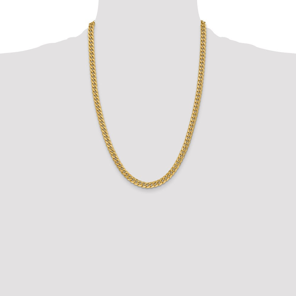 14K 24 inch 6mm Semi-Solid Miami Cuban with Lobster Clasp Chain