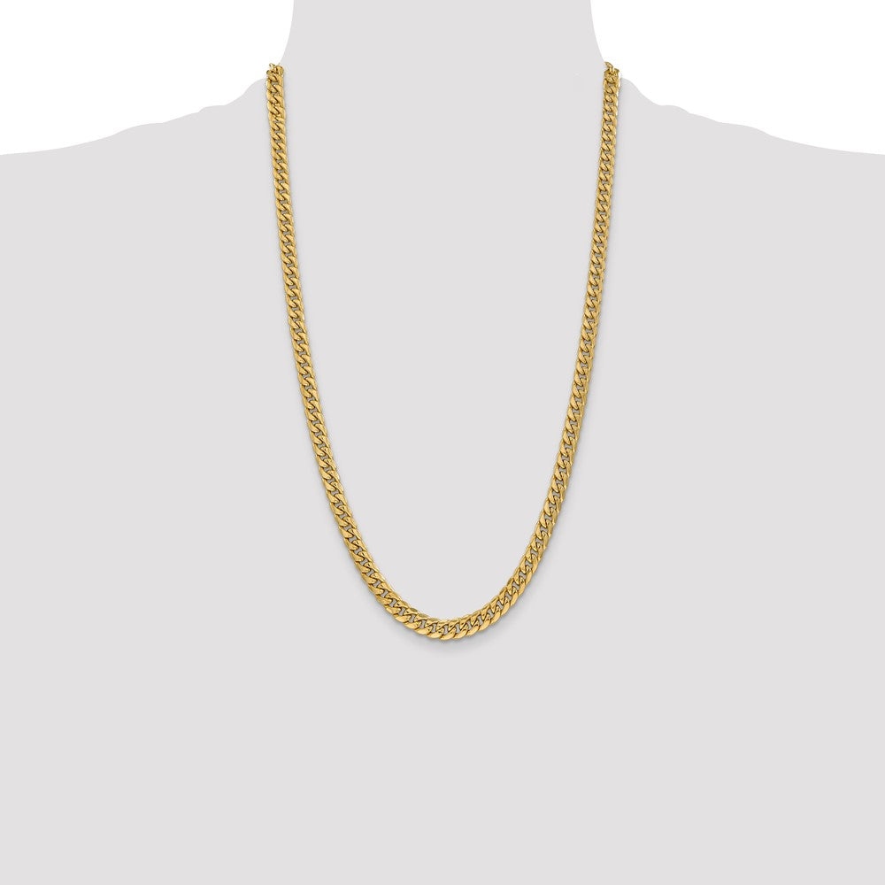 14K 26 inch 6mm Semi-Solid Miami Cuban with Lobster Clasp Chain