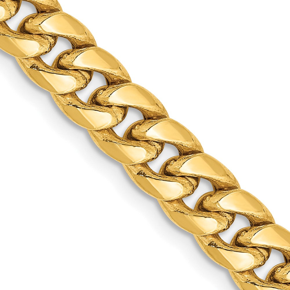 14K 26 inch 6mm Semi-Solid Miami Cuban with Lobster Clasp Chain