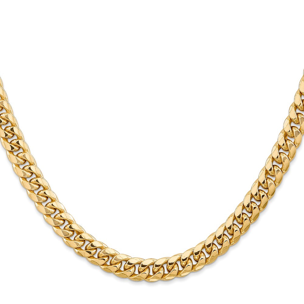 14K 26 inch 6.75mm Semi-Solid Miami Cuban with Lobster Clasp Chain