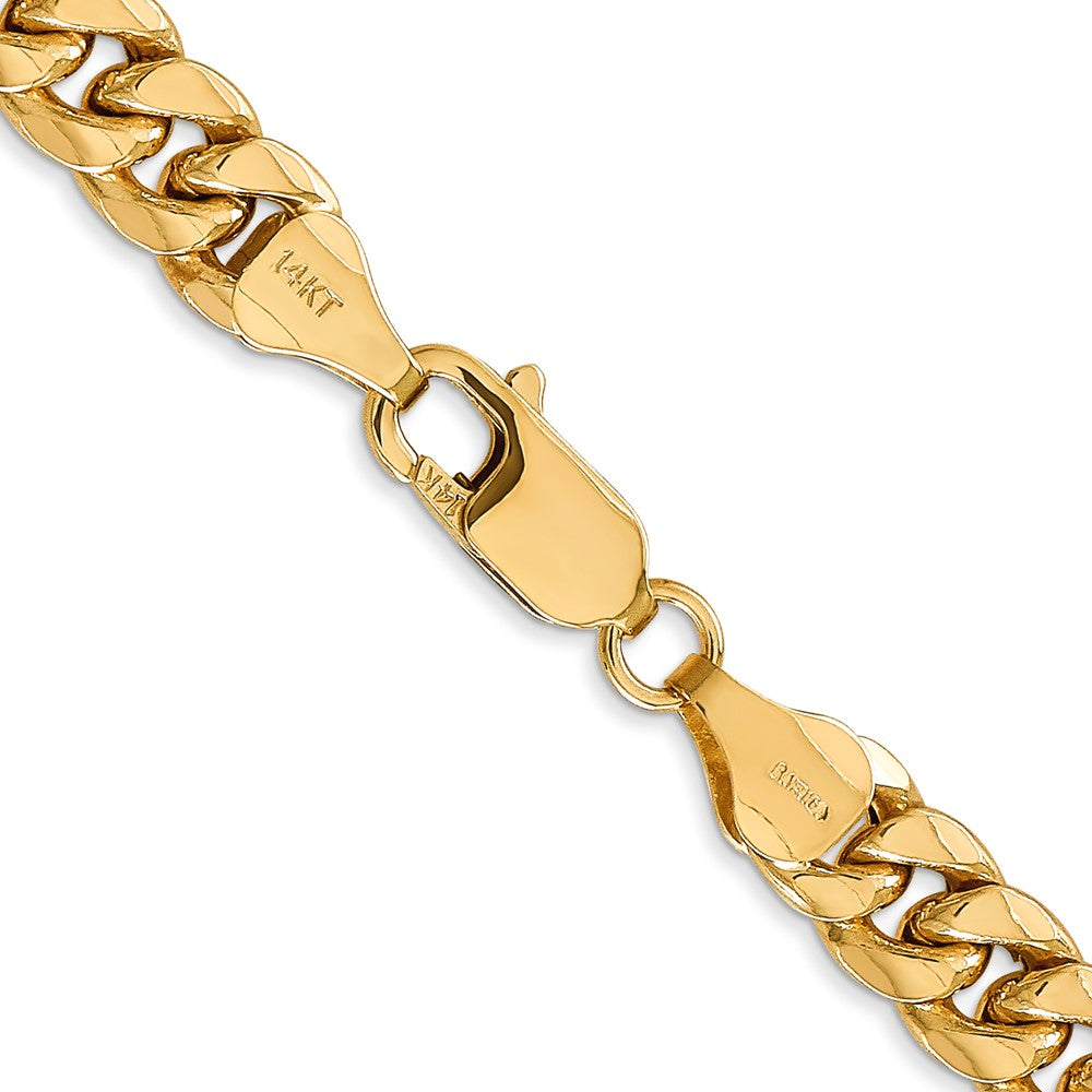 14K 22 inch 6.75mm Semi-Solid Miami Cuban with Lobster Clasp Chain