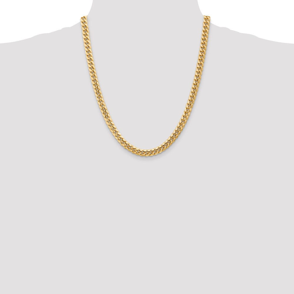 14K 22 inch 6.75mm Semi-Solid Miami Cuban with Lobster Clasp Chain