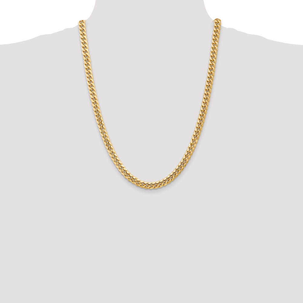 14K 24 inch 6.75mm Semi-Solid Miami Cuban with Lobster Clasp Chain