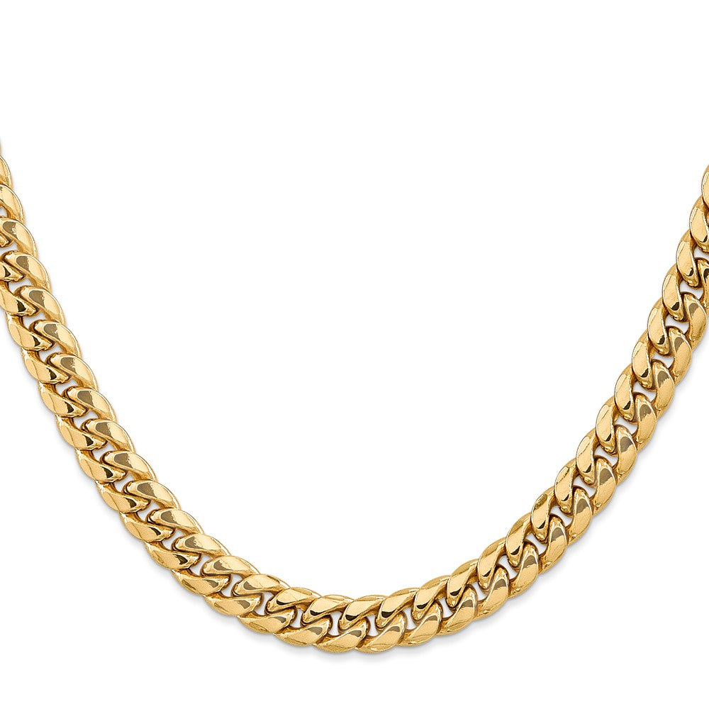 14K 22 inch 7.3mm Semi-Solid Miami Cuban with Lobster Clasp Chain