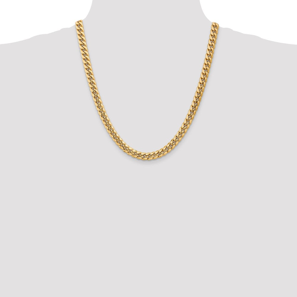 14K 22 inch 7.3mm Semi-Solid Miami Cuban with Lobster Clasp Chain