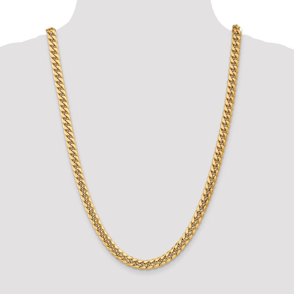 14K 26 inch 7.3mm Semi-Solid Miami Cuban with Lobster Clasp Chain