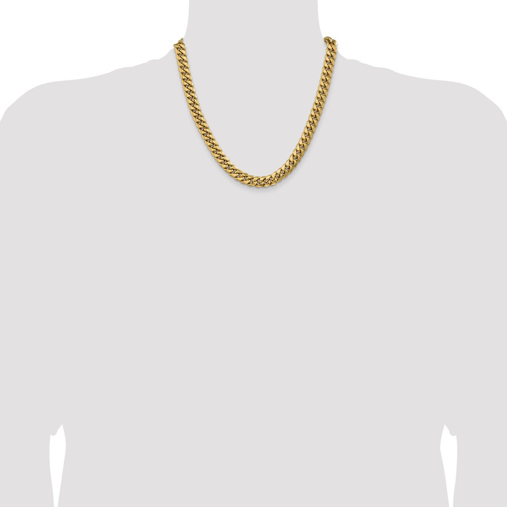 14K 20 inch 9.3mm Semi-Solid Miami Cuban with Lobster Clasp Chain