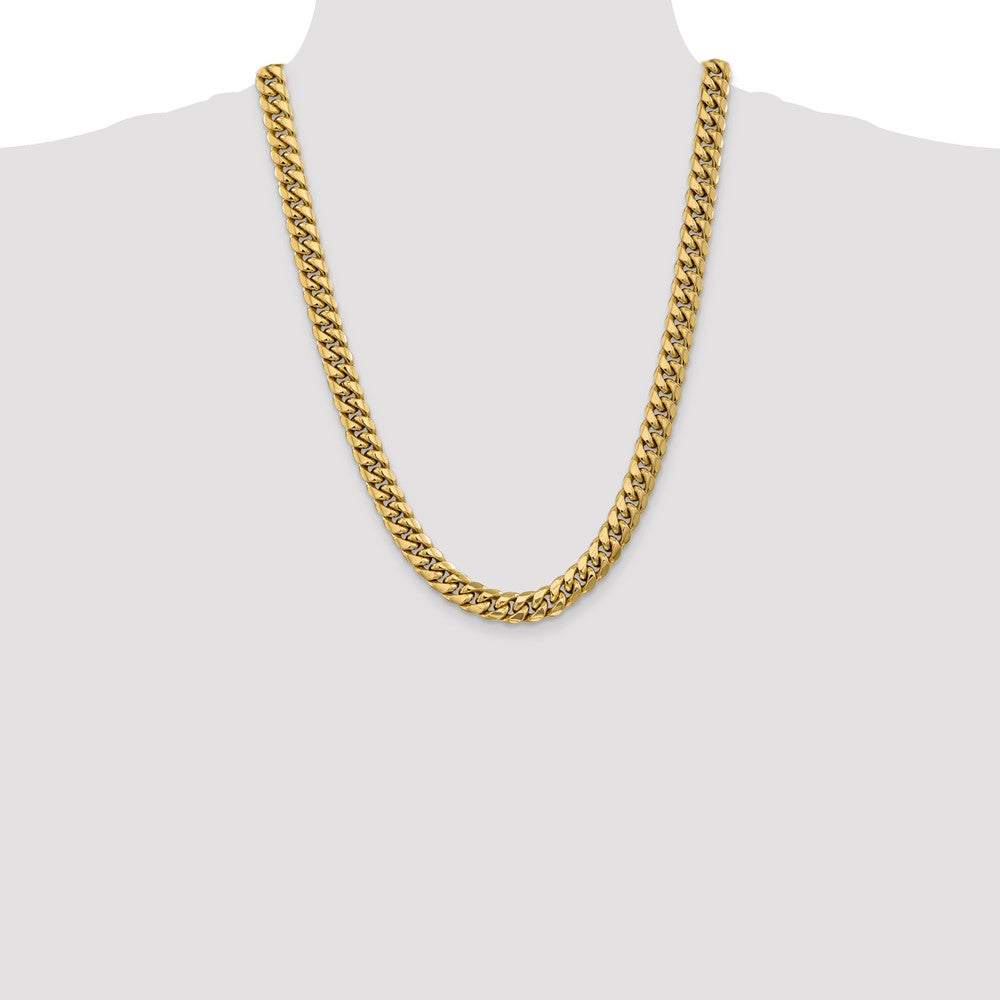 14K 24 inch 9.3mm Semi-Solid Miami Cuban with Lobster Clasp Chain