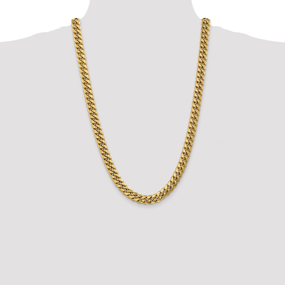 14K 26 inch 9.3mm Semi-Solid Miami Cuban with Lobster Clasp Chain