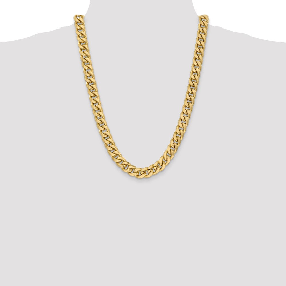 14K 24 inch 11mm Semi-Solid Miami Cuban with Lobster Clasp Chain