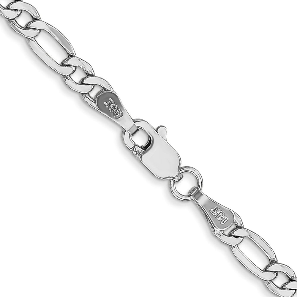 14K White Gold 18 inch 3.5mm Semi-Solid Figaro with Lobster Clasp Chain