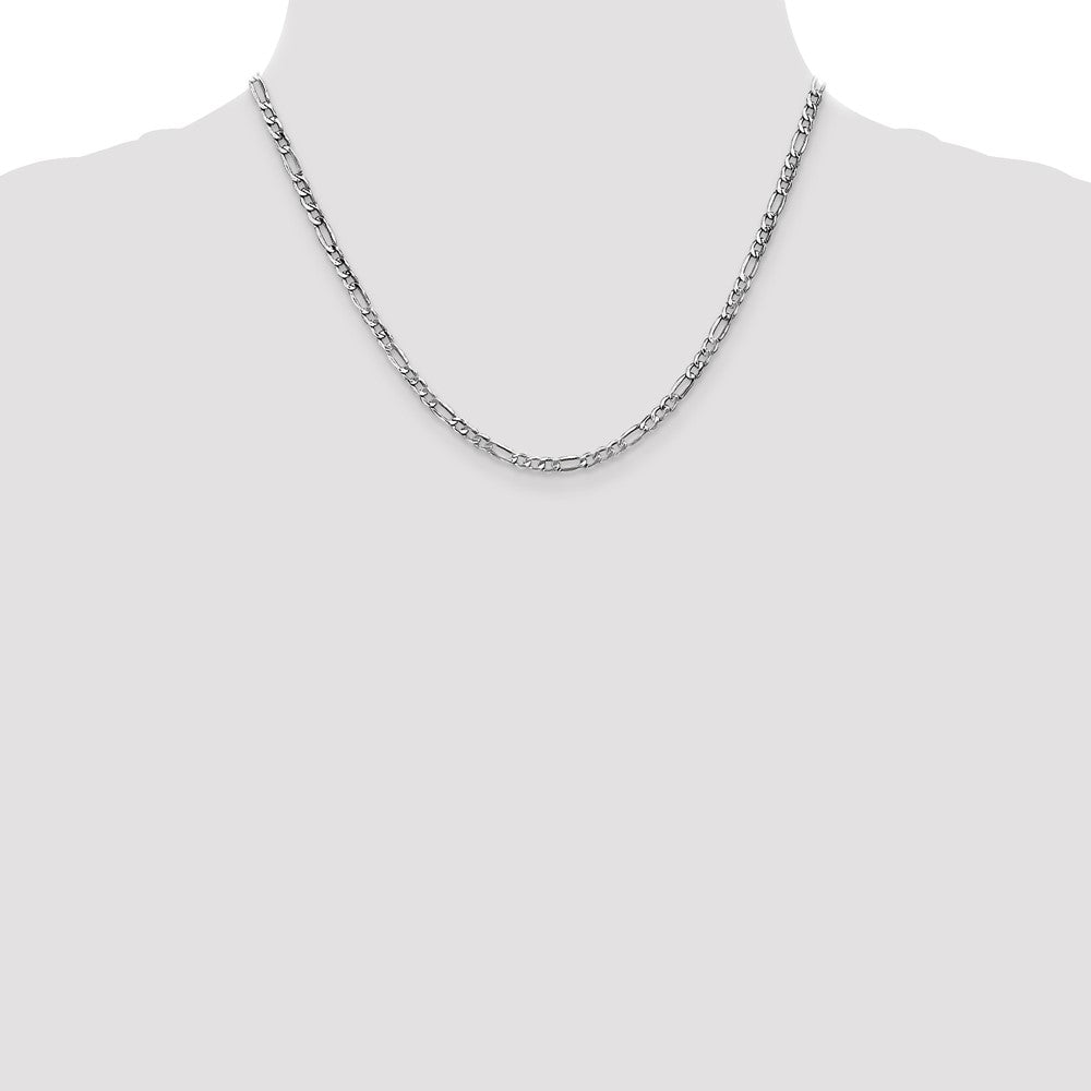 14K White Gold 18 inch 3.5mm Semi-Solid Figaro with Lobster Clasp Chain