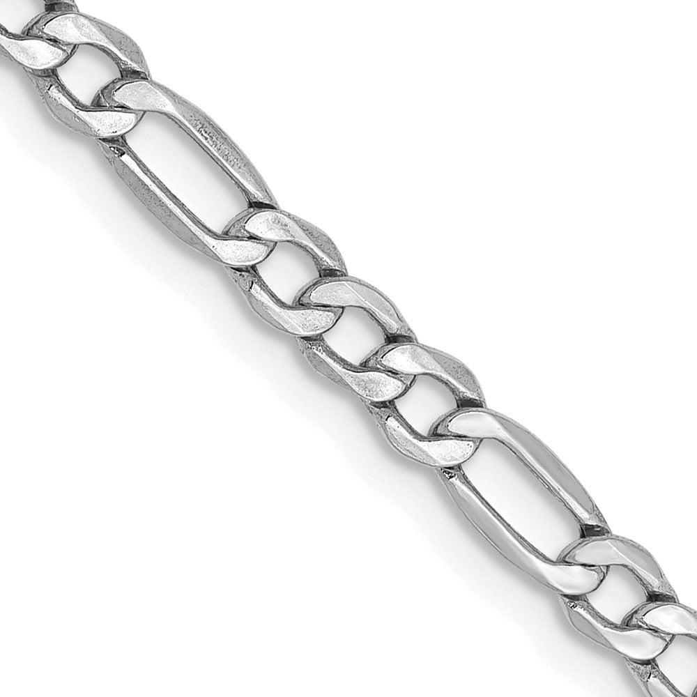 14K White Gold 18 inch 3.5mm Semi-Solid Figaro with Lobster Clasp Chain