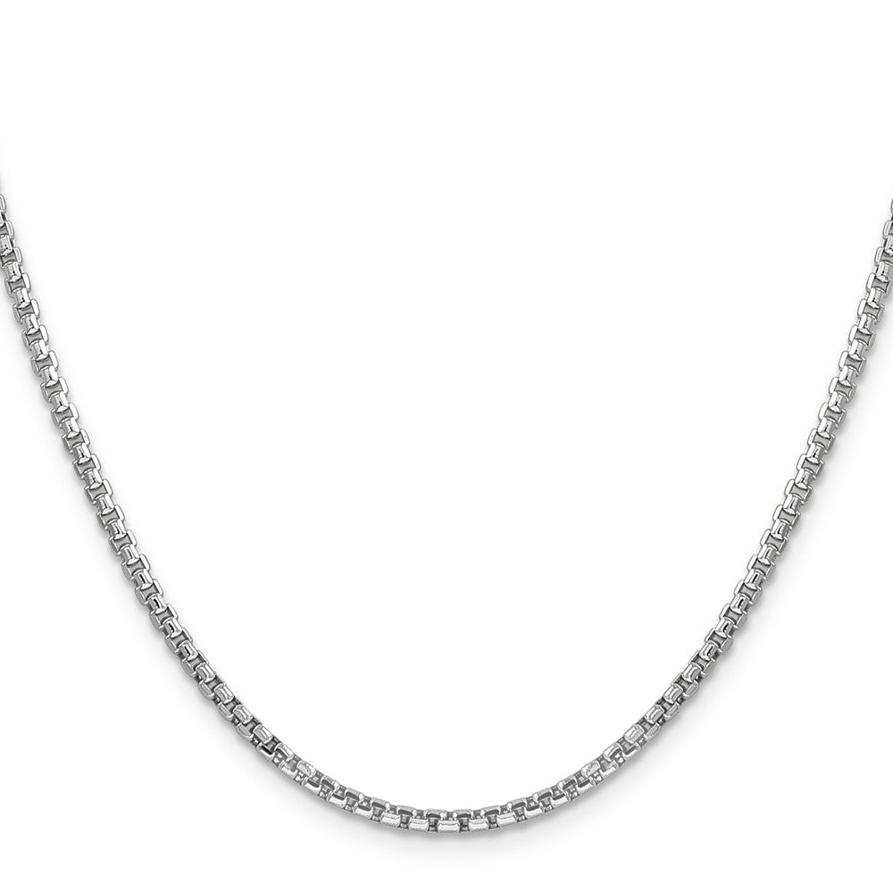 14K White Gold 18 inch 2.45mm Semi-Solid Round Box with Lobster Clasp Chain