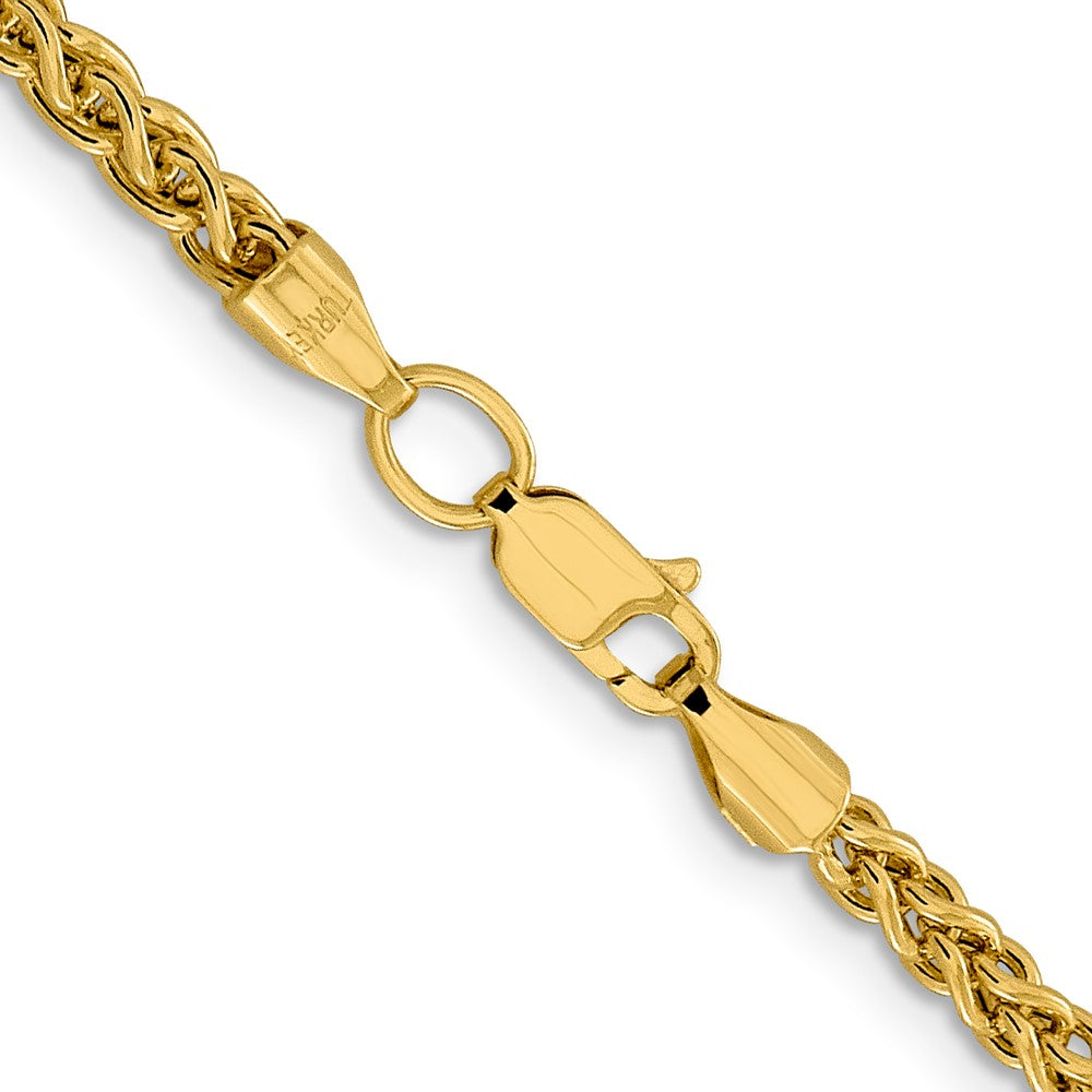 14K 24 inch 3.45mm Semi-Solid Wheat with Lobster Clasp Chain