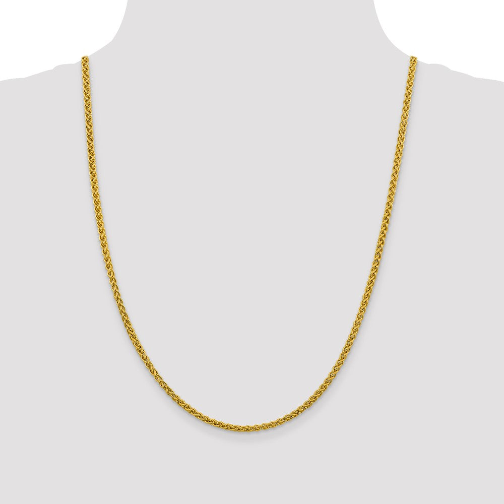 14K 24 inch 3.45mm Semi-Solid Wheat with Lobster Clasp Chain