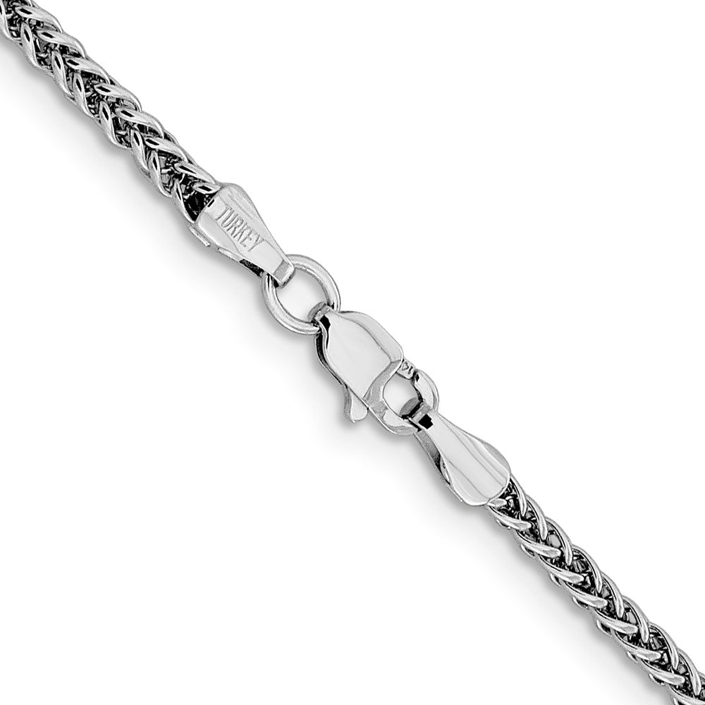 14K White Gold 20 inch 2.35mm Semi-Solid 3-Wire Wheat with Lobster Clasp Chain