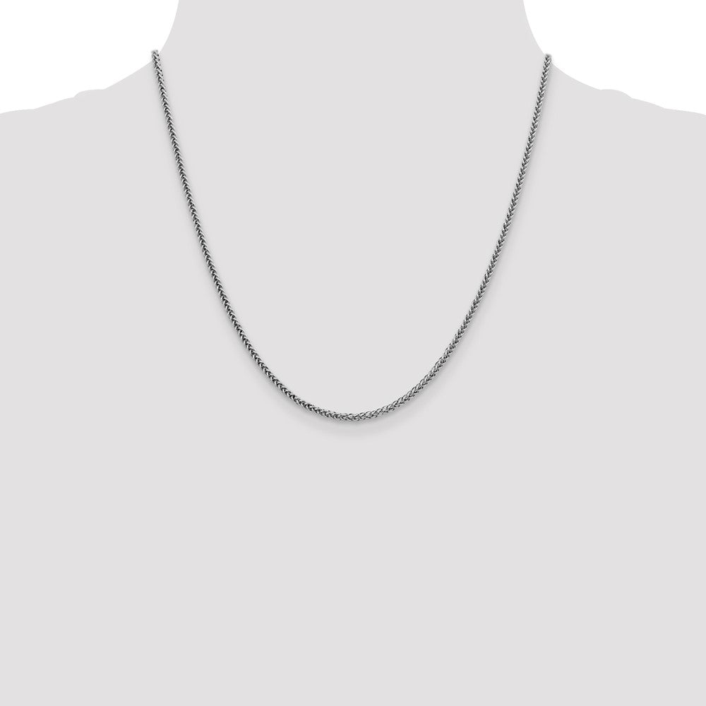 14K White Gold 20 inch 2.35mm Semi-Solid 3-Wire Wheat with Lobster Clasp Chain