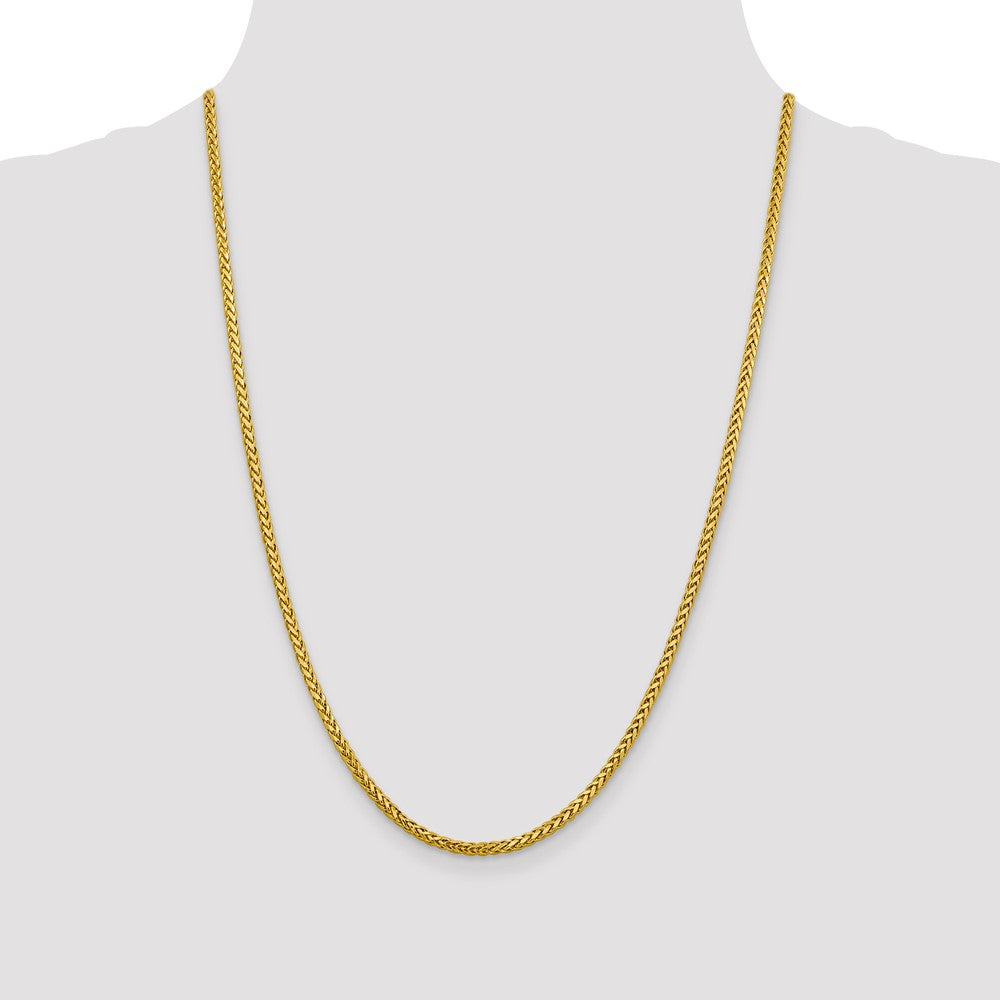 14K 24 inch 2.5mm Semi-Solid Diamond-cut Wheat with Lobster Clasp Chain