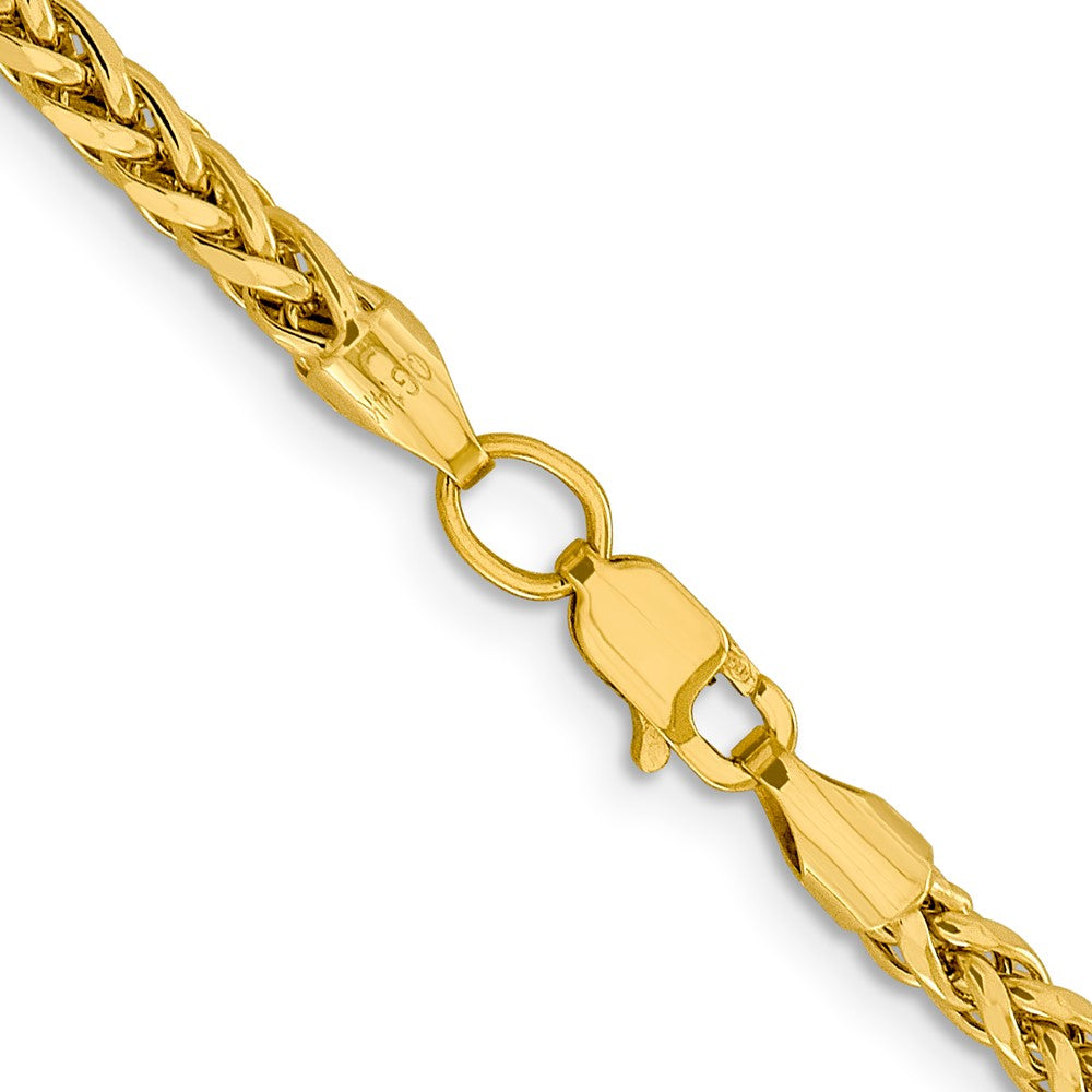 14K 24 inch 3.1mm Semi-Solid Diamond-cut Wheat with Lobster Clasp Chain