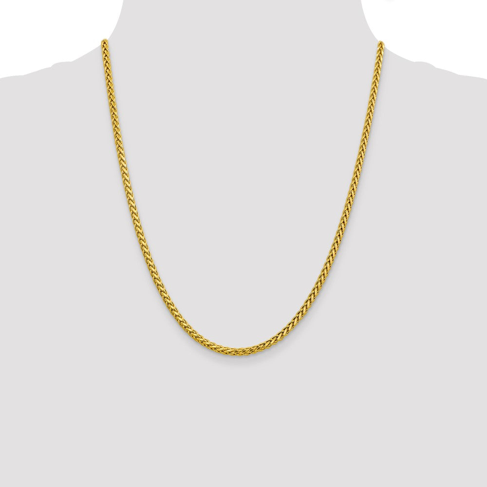 14K 22 inch 3.1mm Semi-Solid Diamond-cut Wheat with Lobster Clasp Chain