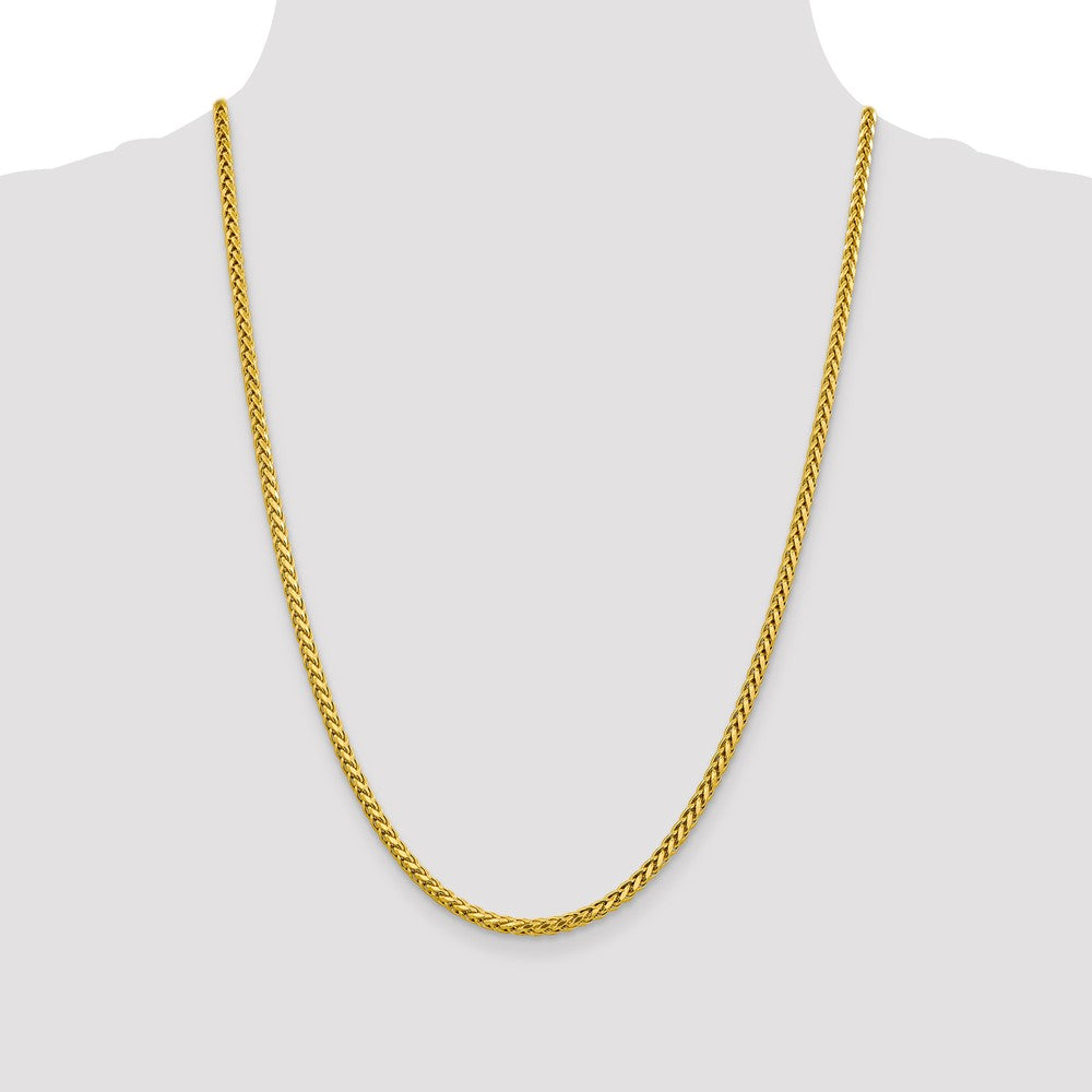 14K 24 inch 3.1mm Semi-Solid Diamond-cut Wheat with Lobster Clasp Chain