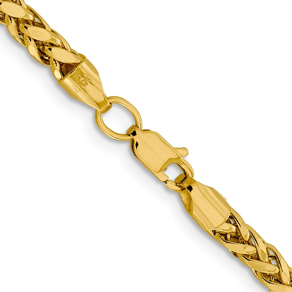 14K 20 inch 3.7mm Semi-Solid Diamond-cut Wheat with Lobster Clasp Chain