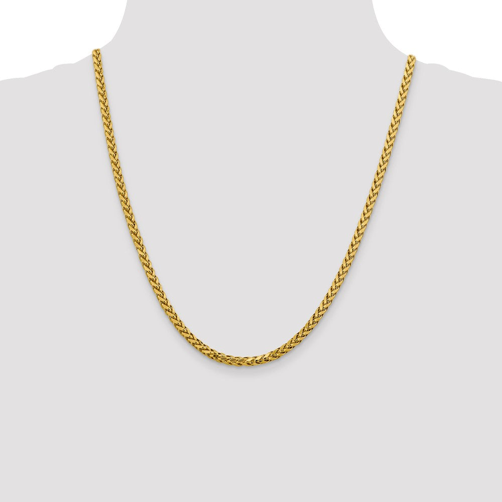 14K 22 inch 3.7mm Semi-Solid Diamond-cut Wheat with Lobster Clasp Chain