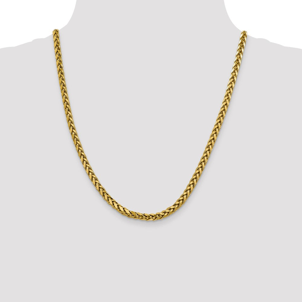 14K 22 inch 5mm Semi-Solid Diamond-cut Wheat with Lobster Clasp Chain