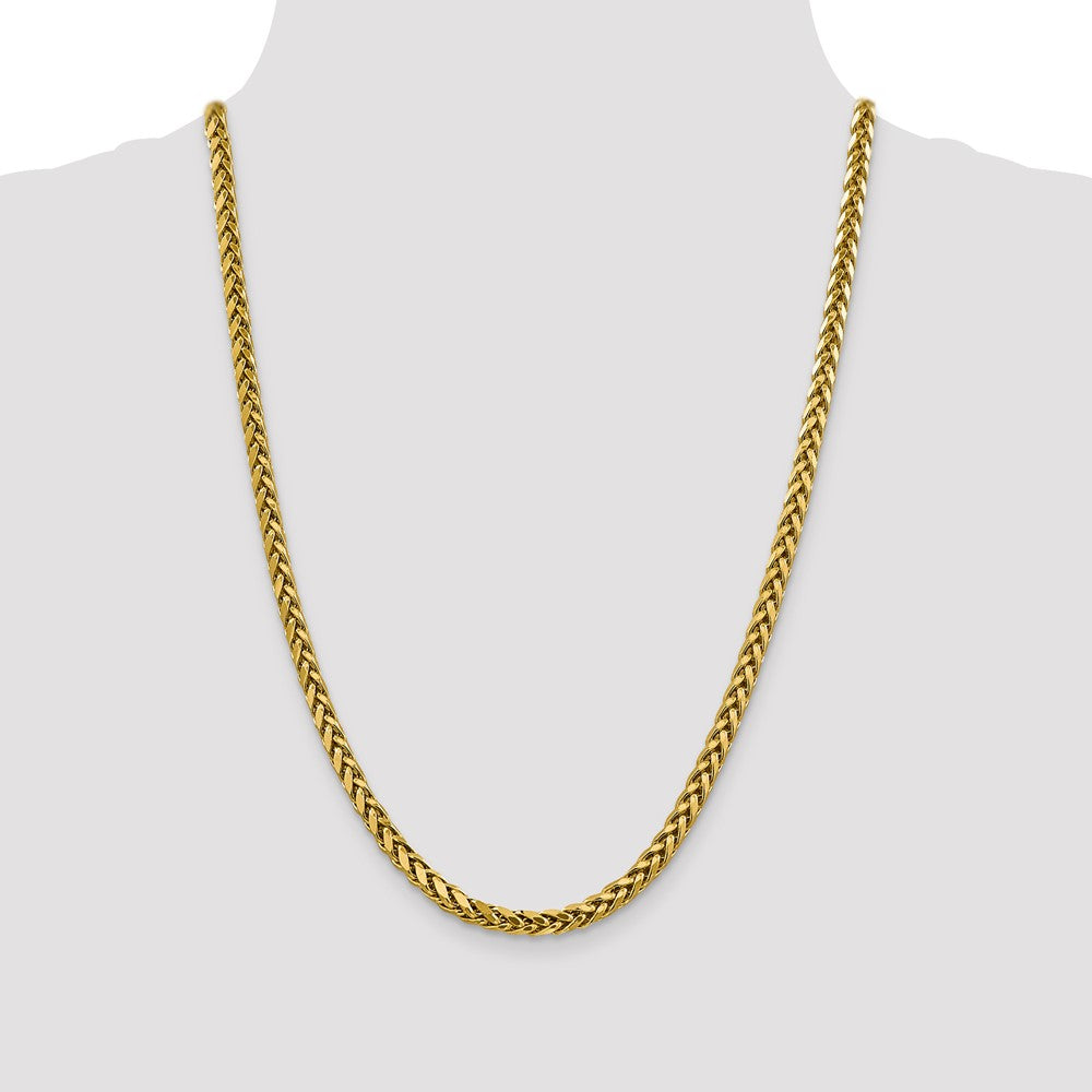 14K 24 inch 5mm Semi-Solid Diamond-cut Wheat with Lobster Clasp Chain