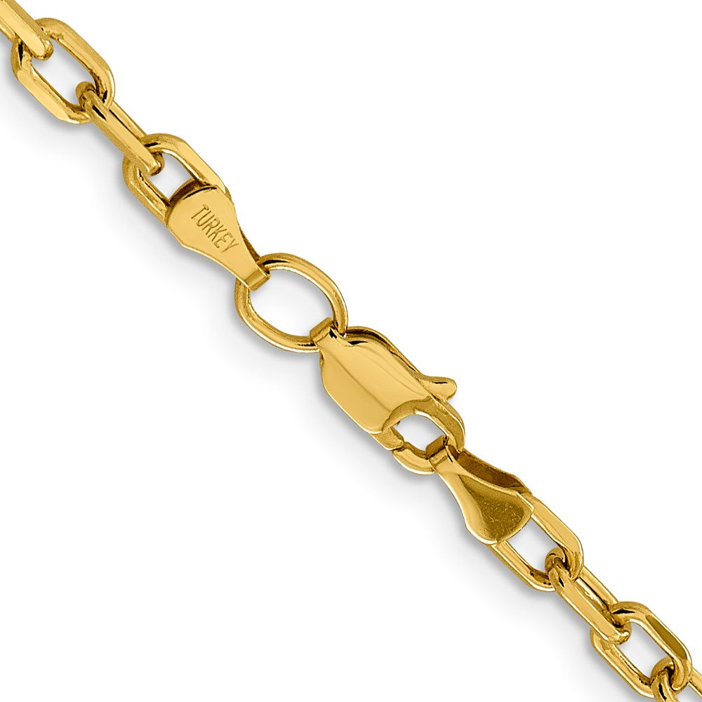 14K  20 inch 3.7mm Semi-Solid Diamond-cut Open Link Cable with Lobster Clasp Chain