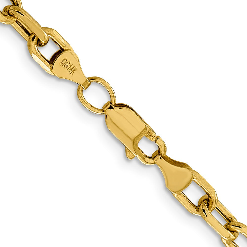 14K 24 inch 4.9mm Semi-Solid Diamond-cut Open Link Cable with Lobster Clasp Chain