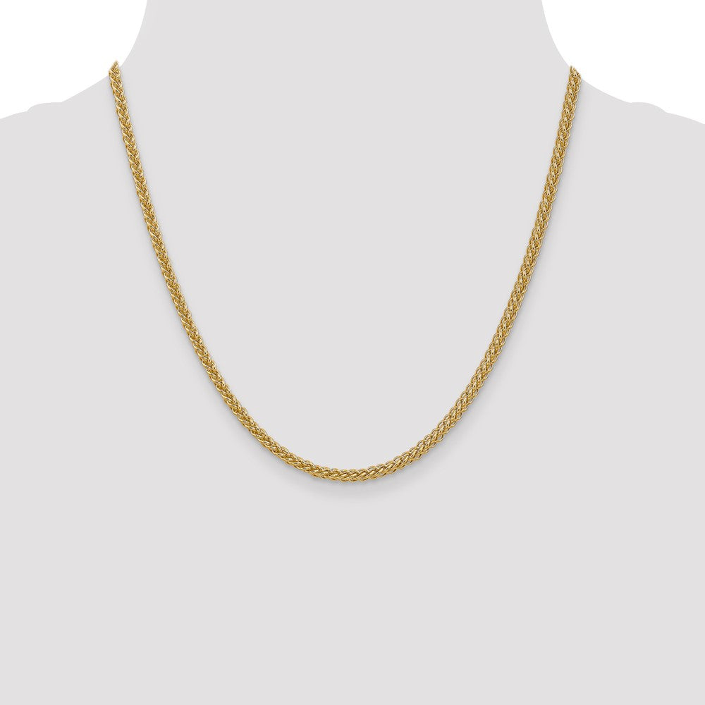 14K 20 inch 2.6mm Semi-Solid 3-Wire Wheat with Lobster Clasp Chain